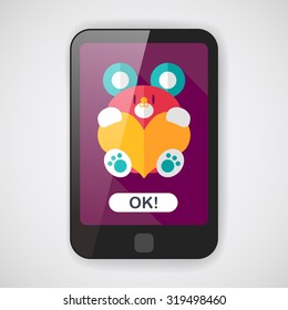 Valentine's day present bear flat icon with long shadow,eps10