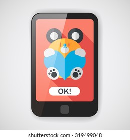 Valentine's day present bear flat icon with long shadow,eps10