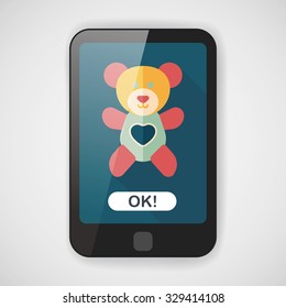 Valentine's day present bear flat icon with long shadow,eps10