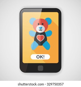 Valentine's day present bear flat icon with long shadow,eps10