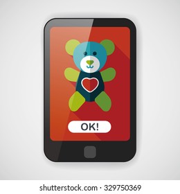 Valentine's day present bear flat icon with long shadow,eps10