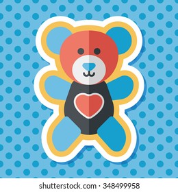 Valentine's day present bear flat icon with long shadow,eps10