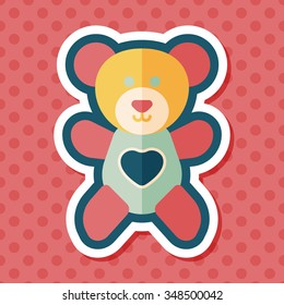 Valentine's day present bear flat icon with long shadow,eps10
