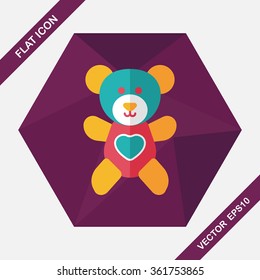 Valentine's day present bear flat icon with long shadow,eps10
