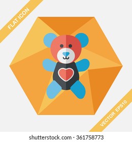 Valentine's day present bear flat icon with long shadow,eps10
