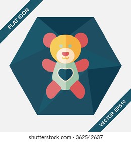 Valentine's day present bear flat icon with long shadow,eps10