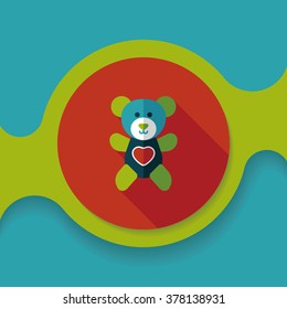 Valentine's day present bear flat icon with long shadow,eps10