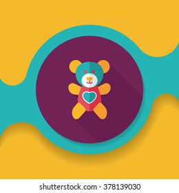 Valentine's day present bear flat icon with long shadow,eps10