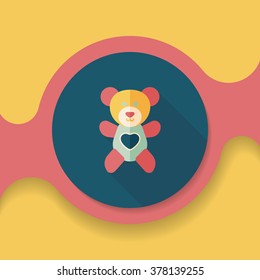 Valentine's day present bear flat icon with long shadow,eps10