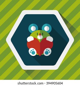 Valentine's day present bear flat icon with long shadow,eps10
