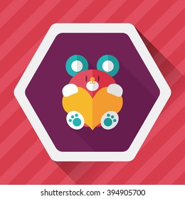 Valentine's day present bear flat icon with long shadow,eps10