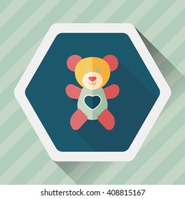 Valentine's day present bear flat icon with long shadow,eps10