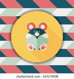 Valentine's day present bear flat icon with long shadow,eps10
