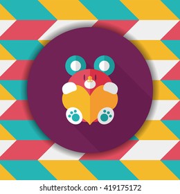 Valentine's day present bear flat icon with long shadow,eps10