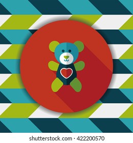 Valentine's day present bear flat icon with long shadow,eps10