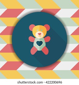 Valentine's day present bear flat icon with long shadow,eps10