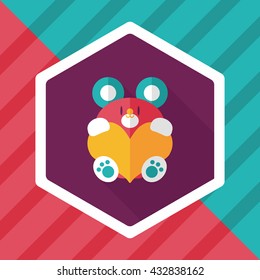 Valentine's day present bear flat icon with long shadow,eps10