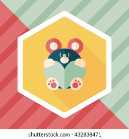Valentine's day present bear flat icon with long shadow,eps10