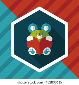Valentine's day present bear flat icon with long shadow,eps10