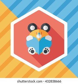 Valentine's day present bear flat icon with long shadow,eps10