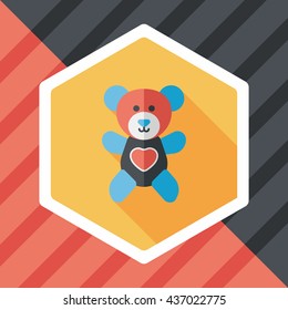 Valentine's day present bear flat icon with long shadow,eps10