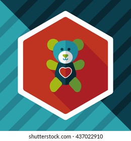 Valentine's day present bear flat icon with long shadow,eps10