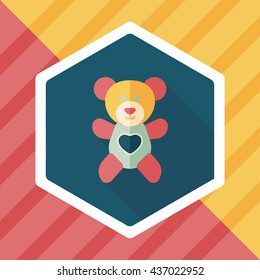 Valentine's day present bear flat icon with long shadow,eps10