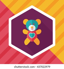 Valentine's day present bear flat icon with long shadow,eps10