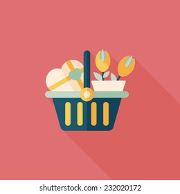Valentine's Day present bucket flat icon with long shadow,eps10