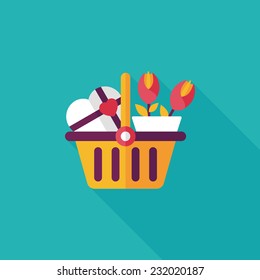 Valentine's Day present bucket flat icon with long shadow,eps10