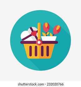 Valentine's Day present bucket flat icon with long shadow,eps10