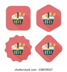 Valentine's Day present bucket flat icon with long shadow,eps10