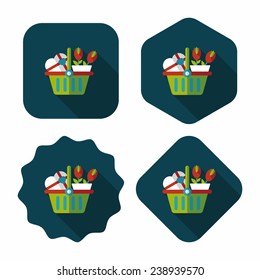 Valentine's Day present bucket flat icon with long shadow,eps10