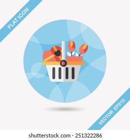 Valentine's Day present bucket flat icon with long shadow,eps10