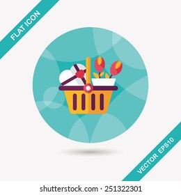 Valentine's Day present bucket flat icon with long shadow,eps10