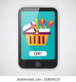Valentine's Day present bucket flat icon with long shadow,eps10