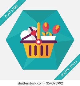 Valentine's Day present bucket flat icon with long shadow,eps10