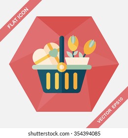 Valentine's Day present bucket flat icon with long shadow,eps10