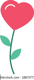 Valentines Day Present Concept, Romantic Gift Idea, Heart Shape Rose Flower Vector Flat Icon Design, Love and Romance Symbol on White background