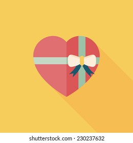 Valentine's Day present flat icon with long shadow,eps10