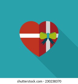 Valentine's Day present flat icon with long shadow,eps10