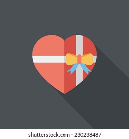 Valentine's Day present flat icon with long shadow,eps10
