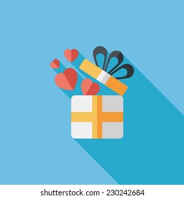 Valentine's Day present flat icon with long shadow,eps10