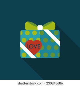 Valentine's Day present flat icon with long shadow,eps10