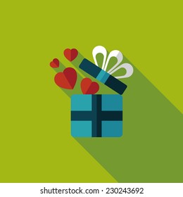 Valentine's Day present flat icon with long shadow,eps10