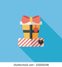 Valentine's Day present flat icon with long shadow,eps10
