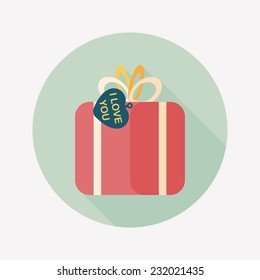 Valentine's Day present flat icon with long shadow,eps10
