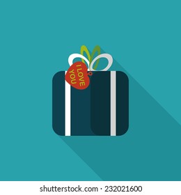 Valentine's Day present flat icon with long shadow,eps10