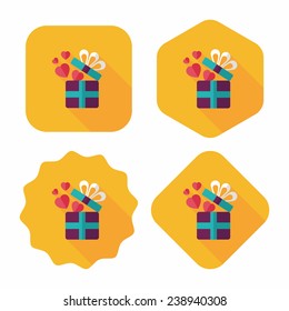 Valentine's Day present flat icon with long shadow, eps10