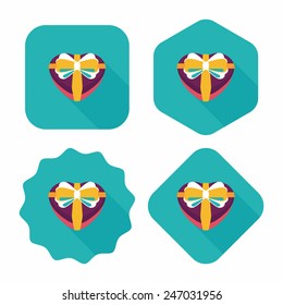 Valentine's Day present flat icon with long shadow,eps10